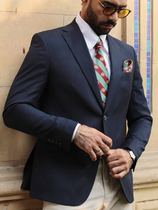 Coat Of Arms Pista And Red Striped Tie Set