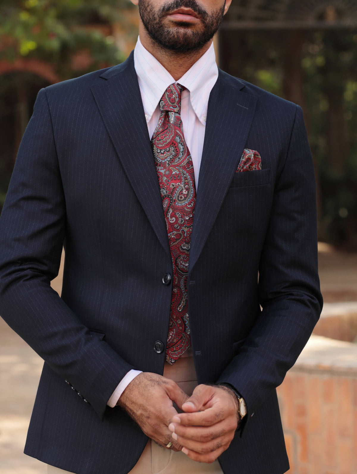 Barbuda Red Paisley Silk Tie Set