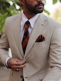 Orange And Navy Striped Emblem Tie Set