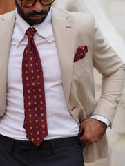 Maroon Crowned Lion Tie Set