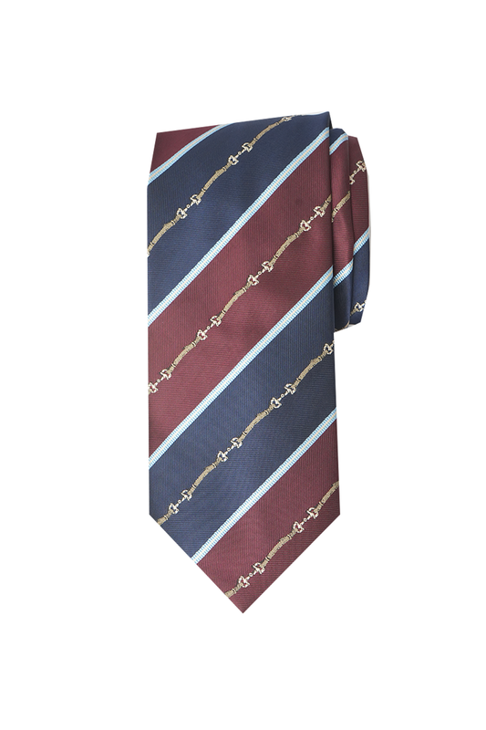 Horsebit Navy And Maroon Striped Tie Set