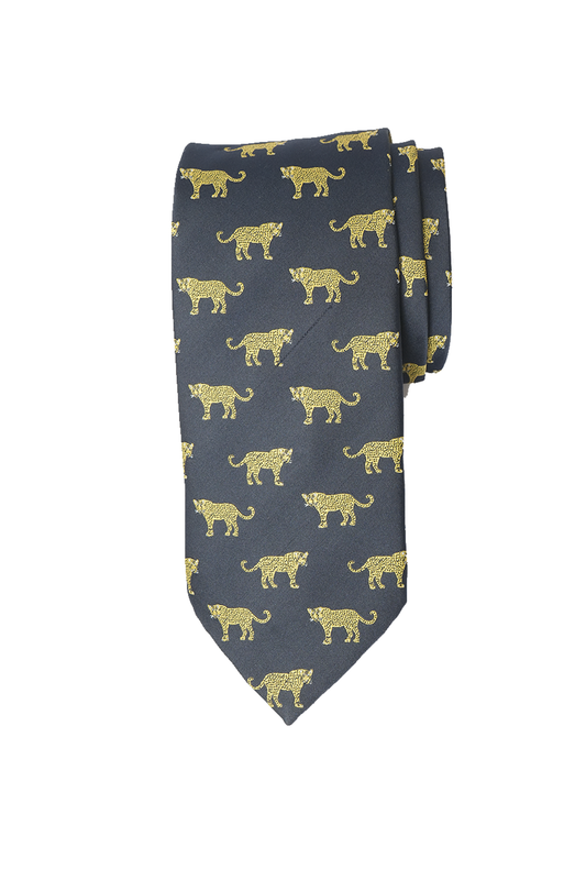 Navy Leopard Tie Set