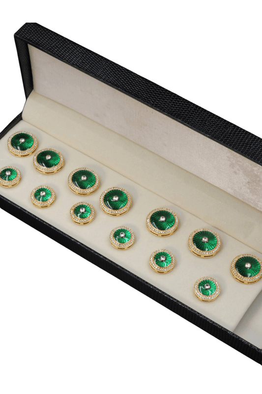 Maharaja Emerald Green Button Set ( Set 7 big and 6 small )