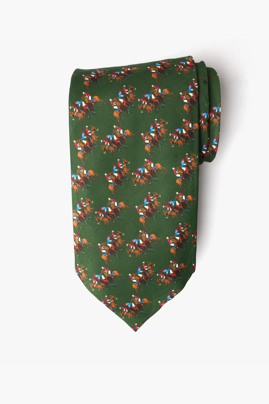 Green Polo Horses Twill Tie Set