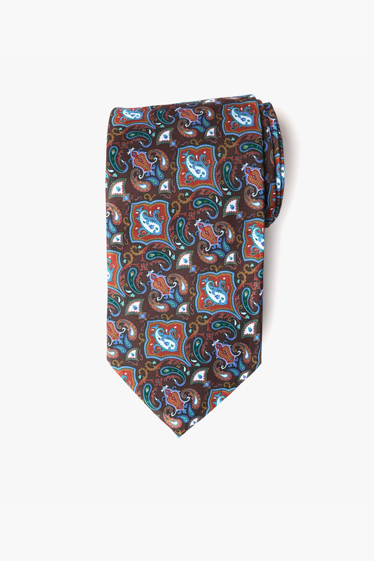 Boteh Brown Twill Tie Set