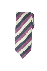 Navy Cream Club Stripe Cashmere Tie Set