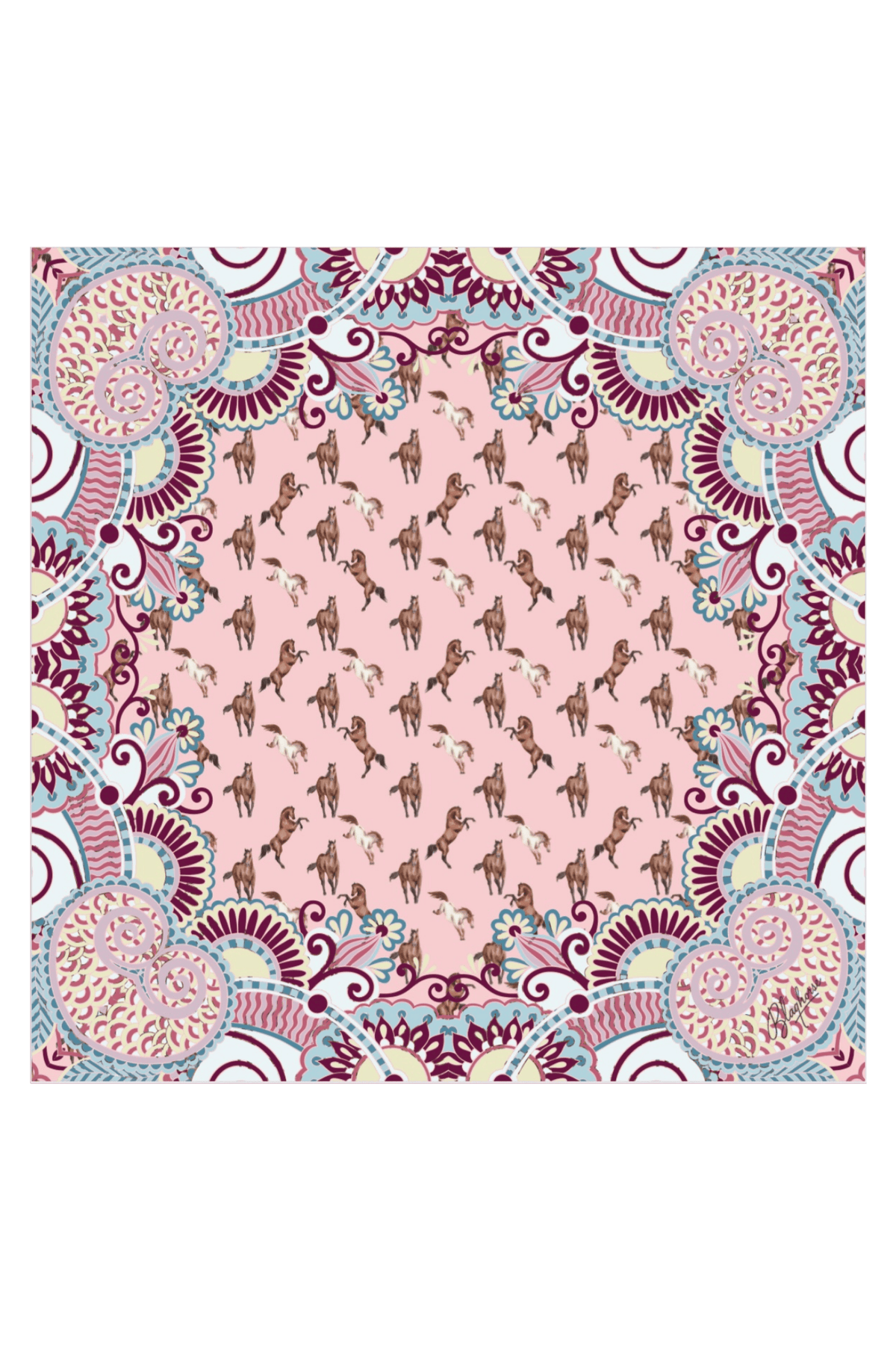 Soft Pink Equestrian Pocket Square