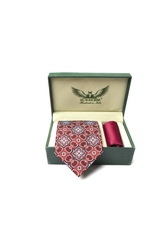 Burgundy Geometric Silk Tie Set