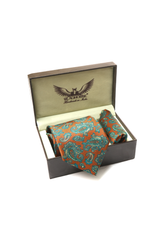 Rust Paisley Silk Tie Set