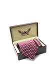 Burgundy Grid Silk Tie Set