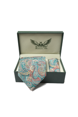 Verdigris Paisley Twill Tie Set
