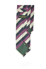 Navy Cream Club Stripe Cashmere Tie Set