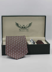 Rust Artisian Floral Silk Tie Set