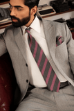 Charcoal Diagonal Stripe Cashmere Tie Set