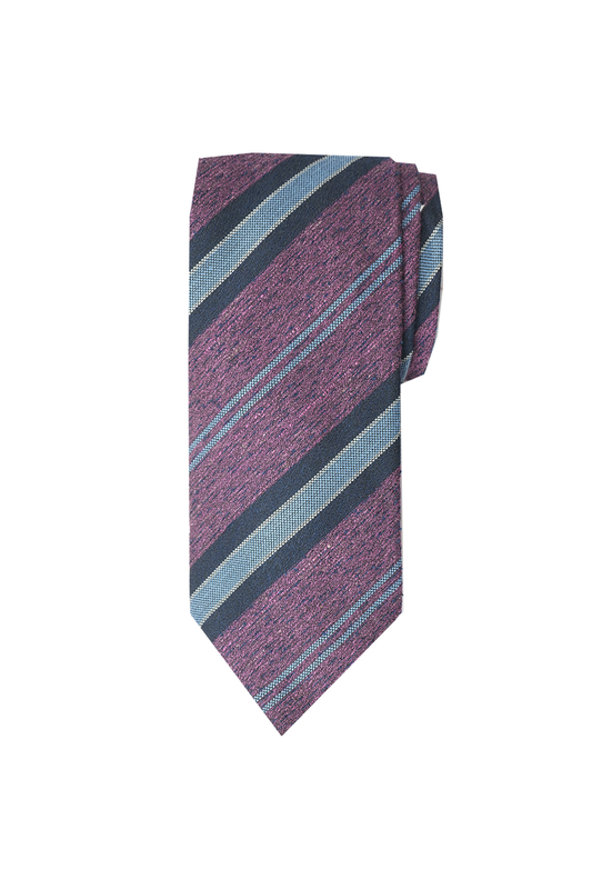 Plum And Sky Striped Cashmere Tie Set