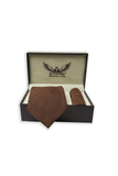 Brown Dotted Cashmere Tie Set