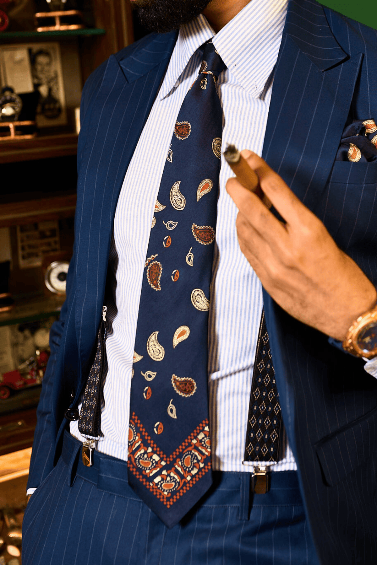 Persian Paisley Drop Navy Tie Set