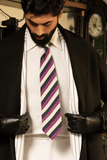 Navy Cream Club Stripe Cashmere Tie Set