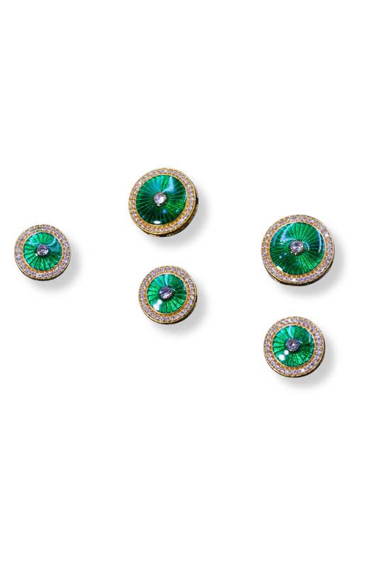 Maharaja Emerald Green Button Set ( Set 7 big and 6 small )