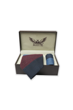 Maroon Navy Block Striped Cashmere Tie Set