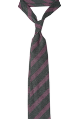 Charcoal Diagonal Stripe Cashmere Tie Set