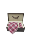 Pink Checkered Cashmere Tie Set