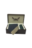 Green Navy Block Striped Cashmere Tie Set