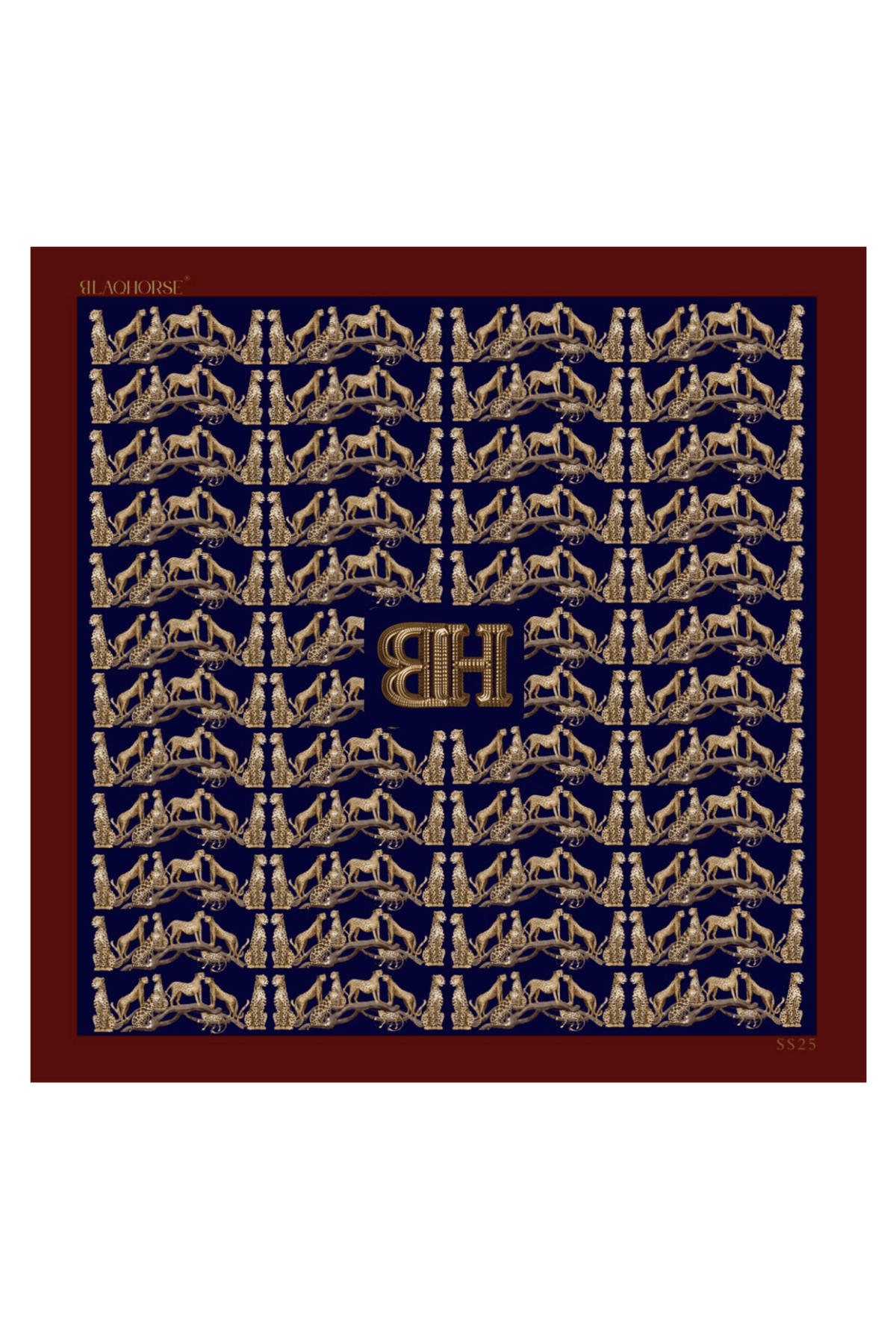 BH Leopard On Navy Pocket Square