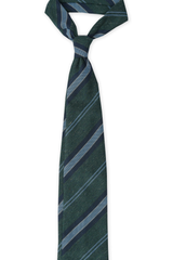 Green And Grey Striped Cashmere Tie Set