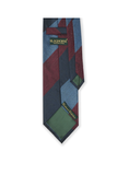 Maroon Navy Block Striped Cashmere Tie Set