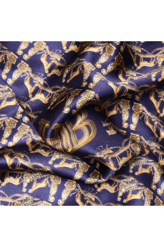 BH Leopard On Navy Pocket Square