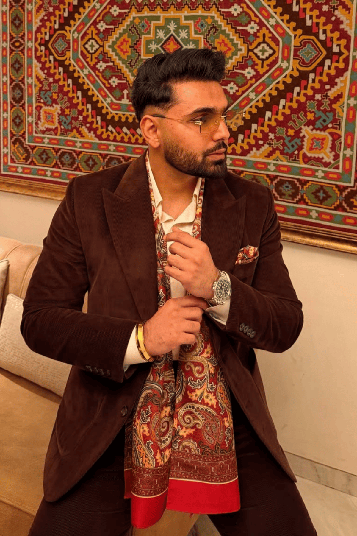 Burnt Orange Paisley Long Scarf
