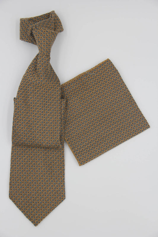 Khaki Patterned Cashmere Tie Set