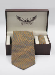 Khaki Patterned Cashmere Tie Set