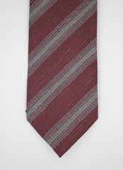 Maroon Grey Striped Cashmere Tie Set