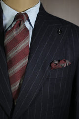 Maroon Grey Striped Cashmere Tie Set