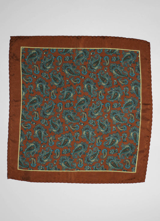 Rust Paisley Pocket Square