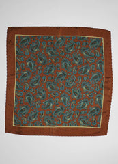 Rust Paisley Pocket Square