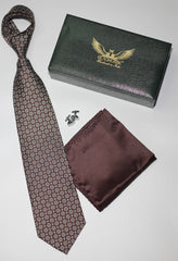 Rust Artisian Floral Silk Tie Set