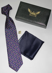 Navy Golfer Silk Tie Set