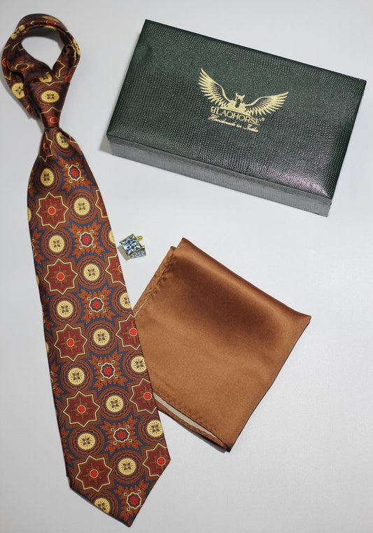 Rust Mandala Silk Tie Set