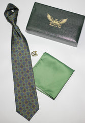 Olive Green Medallion Tie Set