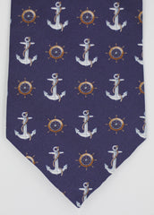 Navy Anchor Silk Tie Set