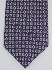 Navy Blue Geometric Silk Tie Set