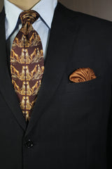 Beige Leopard On Wine Silk Tie Set