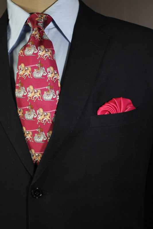 Hot Pink Horse Sleigh Silk Tie Set