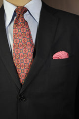 Red Diamond Floral Silk Tie Set