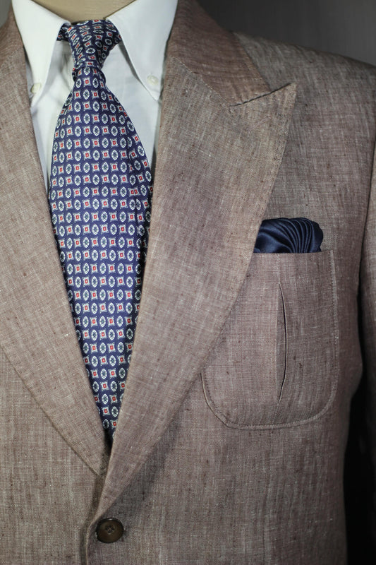 Navy Blue Geometric Silk Tie Set