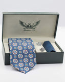 Dark Teal Geometric Tie Set