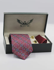 Maroon Medallion Tie Set